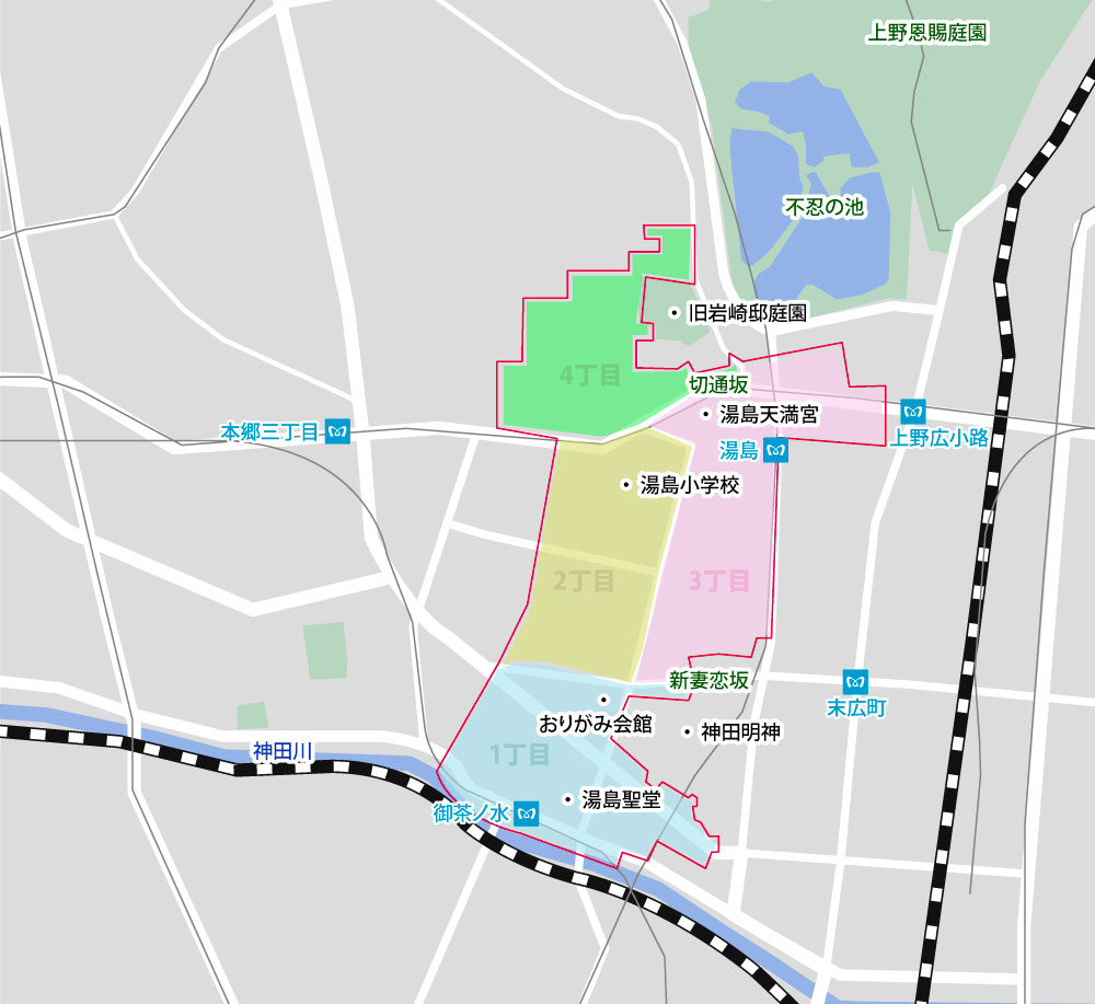 東京都文京区湯島地図