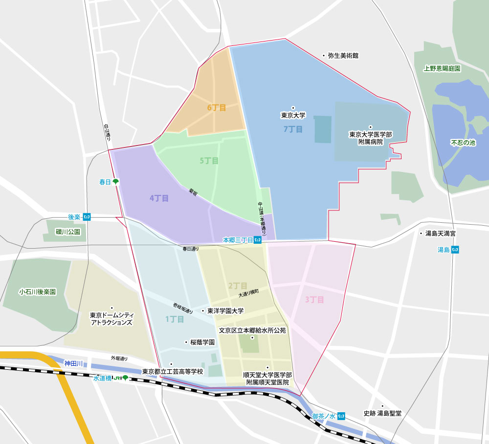 文京区本郷の区画地図