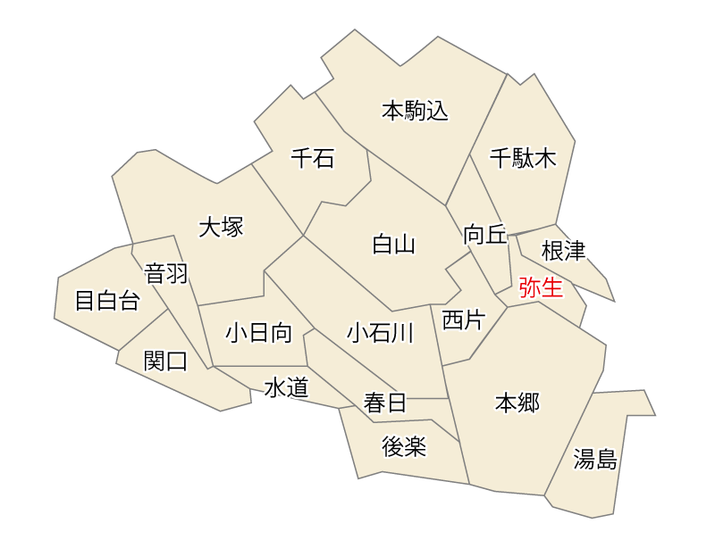 東京都文京区弥生の地図