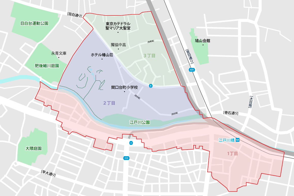 東京都関口地図詳細